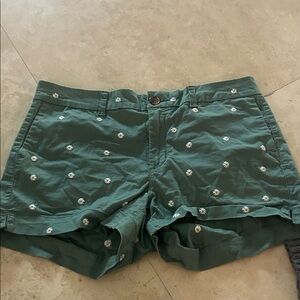 Women's Old Navy Green Daisy Embroidered Cotton Shorts